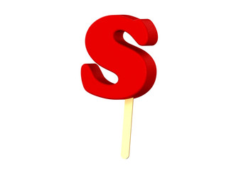 Red candy alphabet letter S