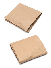 parcel wrapped with brown kraft paper isolated on white backgrou