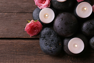 Beautiful relaxing composition  on wooden background