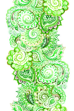 ornamental ethnic edging fringe with green indian lace ornament