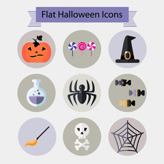 Fototapeta premium Flat halloween icons set 2