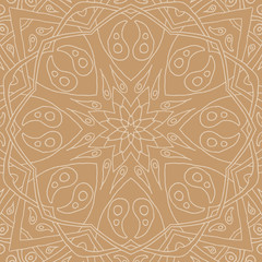 Mandala seamless pattern. Floral ethnic abstract decorative ornament - obrazy, fototapety, plakaty