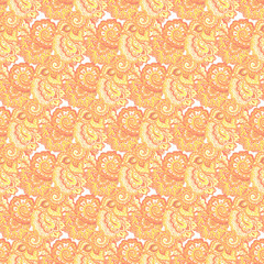 Endless indian pattern with traditional ornament in orange color 