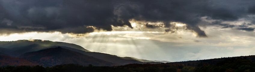 Beautiful stormy weather over the mountains panoramic view