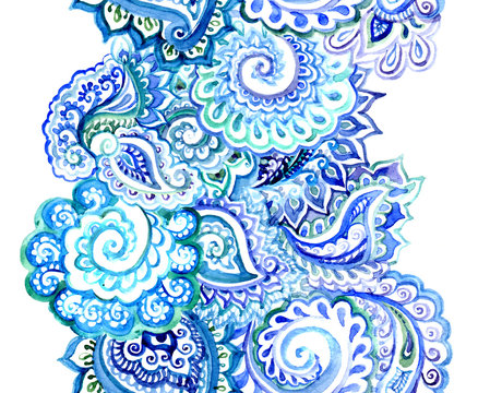 Blue arabic seamless patterned ornament 