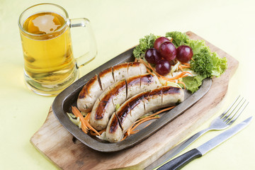 Grill Sausage with glass of Beer