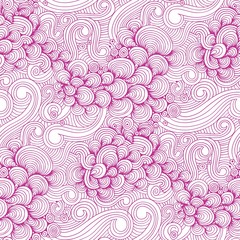 Ornamental Pink Waves and Shells Seamless Pattern