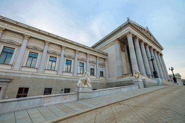Fototapeta na wymiar The historic building of the Austrian Parliament in Vienna 