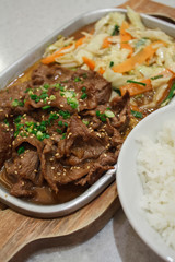 meat with vegetables teppanyaki Japanese Cooking