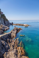 Rocky coast of the Ligurian Sea near Manarola