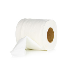 Tissue paper roll on white background.