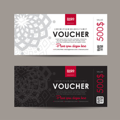 Gift voucher template with colorful pattern,Vector illustration - obrazy, fototapety, plakaty