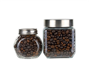 Coffee bean in glass bottle.