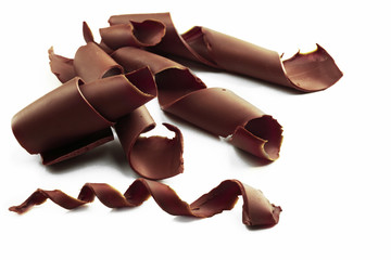 Chocolate curls isolated on white