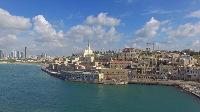 Tel Aviv - Jaffa, Aerial footage moving in from the mediterranean sea