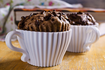 Cupcake with chocolate