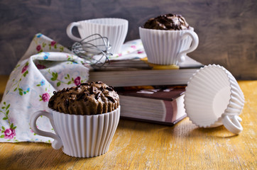 Cupcake with chocolate