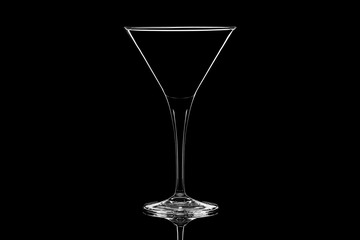 Cocktail glass isolated on black background