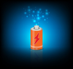 battery energy power on blue color background