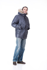 Naklejka premium Young Man In Winter CLothing
