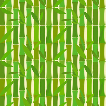 Seamless pattern of bamboo green sticks © MNaniti