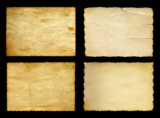 Old vintage paper banners set isolated on black