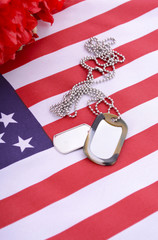 Veterans Day USA Flag with dog tags