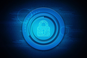 Security concept: Lock on digital screen, contrast, 3d render