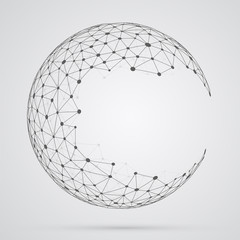 Global mesh sphere. Abstract geometric shape with spherical seve