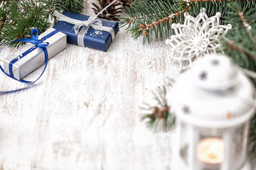 Christmas gift decoration with copy space