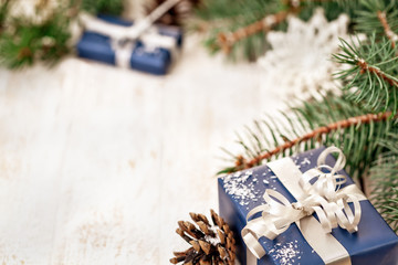 Christmas gift decoration with copy space