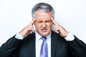 Concept for aged businessman on white background