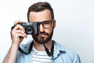Concept for young stylish man on white background