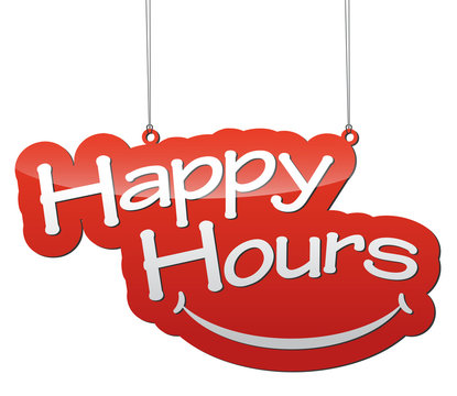 red vector illustration - background tag happy hours