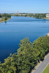 View from the towers of the Pskov Kremlin on the river Great (Ve