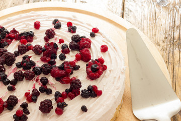 Cream cake with red fruits