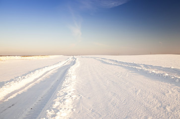 winter road .  track.