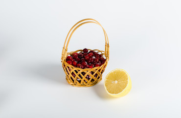 Fototapeta na wymiar cranberry and lemon isolated on white background