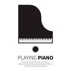 Grand piano and chair. Music instrument. Vector illustration