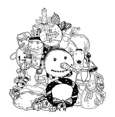 christmas tree doodle. vector illustration.