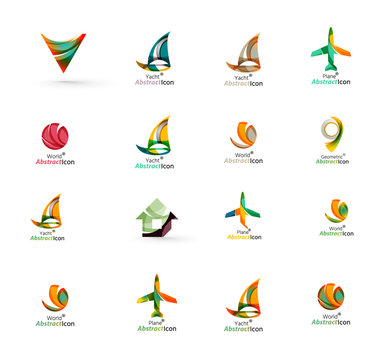 Set of abstract travel logo icons. Business, app or internet web symbols