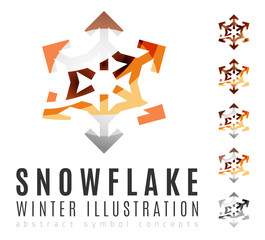 Obraz premium Set of abstract colorful snowflake logo icons, winter concepts, clean modern geometric design