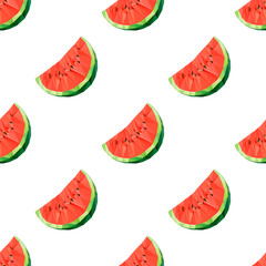 Geometric polygonal fruit – slice of watermelon. Vector illustration