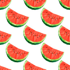 Geometric polygonal fruit – slice of watermelon. Vector illustration