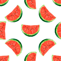 Geometric polygonal fruit – slice of watermelon. Vector illustration