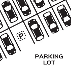 Top View Parking lot design. Many cars parked. Vector Illustration. © masherdraws