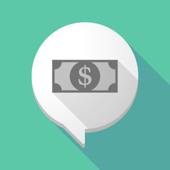 Long shadow comic balloon with a dollar bank note