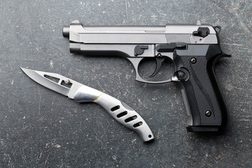 handgun and knife