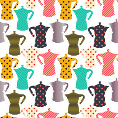 Seamless pattern with colorful coffee makers