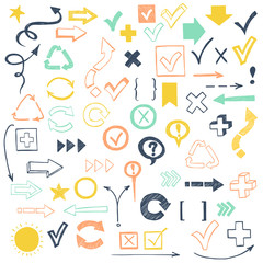 Check marks, check boxes and arrows